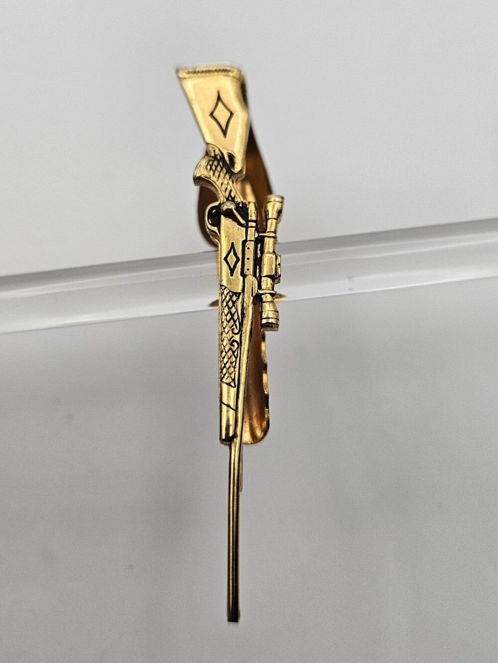 Vintage Kinney Co Rifle Tie Clip Gold Tone Hunting Gift